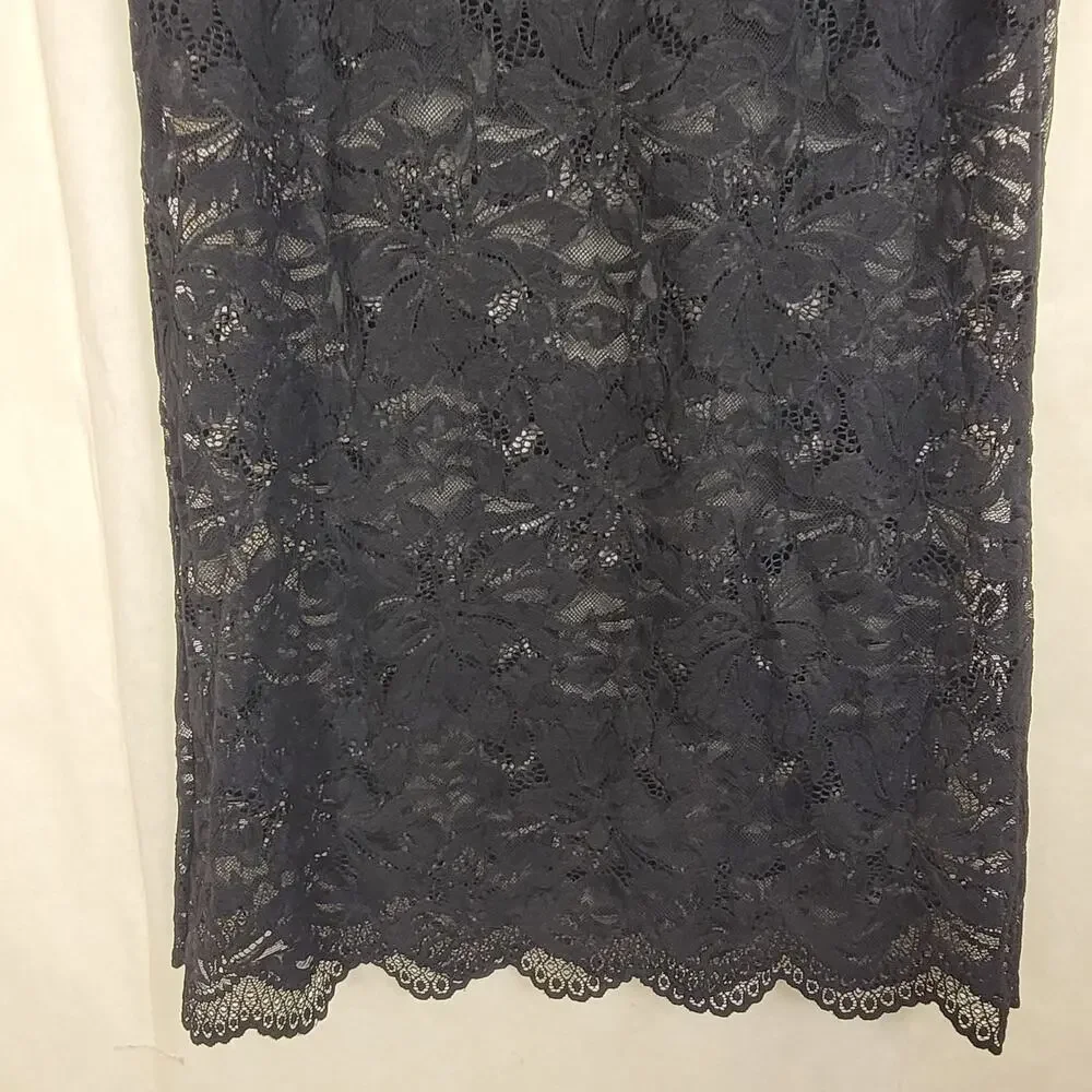 New Rabanne black semi sheer lace midi skirt Sz 36 Whimsigoth Romantic Designer